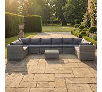 Artemis Home Oliena 10 Seat Modular Rattan Large U-Shape Garden Furniture - Grey