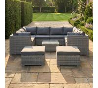 Artemis Home Oliena 10 Seat Modular Rattan Small U-Shape Garden Furniture in Grey Artemis Home Grey