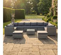 Artemis Home Oliena 12 Seat Modular Rattan Large U-Shape Garden Furniture in Grey Artemis Home Grey