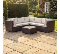Artemis Home Oliena 5 Seat Modular Rattan L-Shaped Corner Garden Furniture - Brown
