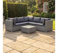 Artemis Home Oliena 5 Seat Modular Rattan L-Shaped Corner Garden Furniture - Grey