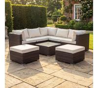 Artemis Home Oliena 7 Seat Modular Rattan L-Shaped Corner Garden Furniture - Brown