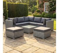 Artemis Home Oliena 7 Seat Modular Rattan L-Shaped Corner Garden Furniture - Grey