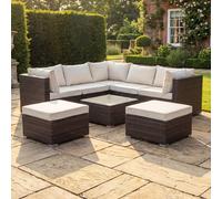 Artemis Home Oliena 7 Seat Modular Rattan L-Shaped Corner Garden Furniture in Brown Artemis Home Brown