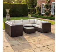 Artemis Home Oliena 8 Seat Modular Rattan Small U-Shape Garden Furniture - Brown