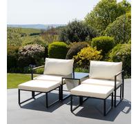 Serano Outdoor 2 Seat Sofa with Centre Table + Stools Artemis Home Cream One Size
