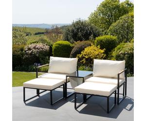 Artemis Home Serano Outdoor 2 Seat Sofa with Centre Table + Stools in Cream Artemis Home Cream