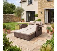 Artemis Home Whitmore Rattan Reclining Outdoor Sofa Bed with Side Shelves in Brown Artemis Home Brown
