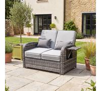 Artemis Home Whitmore Rattan Reclining Outdoor Sofa Bed with Side Shelves in Grey Artemis Home Grey