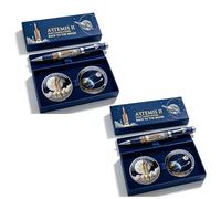 Artemis II Back to The Moon Mission Commemorative Pen with Coin Gift Set, Rocket Astronaut Themed Ballpoint Pen with Gift Box, Office Desk Decor, for Space Lovers & Students (2pcs)