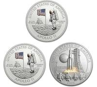 Artemis II Commemorative Silver Coin, Astronaut Thematic Challenge Coin, Double-Sided Collector Coins, Space Exploration Souvenir, for Astronomy Lovers