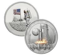 Artemis II Commemorative Silver Coin,Space Exploration Memorabilia Challenge Coin,Moon Landing Collectible Coins,Double-Sided Collector Coins,Space Exploration Souvenir for Astronomy Lovers (A)