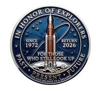 Artemis II Commemorative Silver Coin,Space Exploration Memorabilia Challenge Coin,Moon Landing Collectible Coins,Double-Sided Collector Coins,Space Exploration Souvenir for Astronomy Lovers (2-2PC)