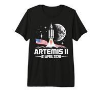 Artemis II Launch Back to The Moon Space 2026 USA Flag Premium T-Shirt