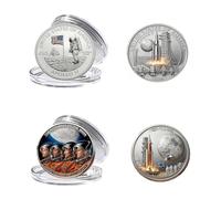 Artemis II Lunar Mission & Apoollo 11 Commemorative Coin, 3D Double-Sided Space Collectible Souvenir, Around The Moon Display Keepsake Gift for Astronomy Enthusiasts and Collectors (B+C 2PCS)
