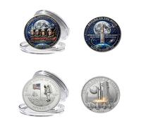 Artemis II Lunar Mission & Apoollo 11 Commemorative Coin, 3D Printed Double-Sided Space Collectible Souvenir, Around The Moon Display Keepsake Gift for Astronomy Enthusiasts and Collectors B 2PCS)