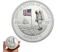 Artemis II Lunar Mission & Apoollo 11 Commemorative Coin, 3D Printed Double-Sided Space Collectible Souvenir, Around The Moon Display Keepsake Gift for Astronomy Enthusiasts and Collectors (B 5PCS)