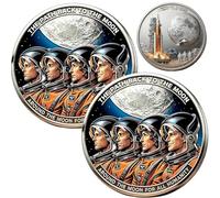 Artemis II Lunar Mission Commemorative Coin, 3D High-Relief Challenge Coin, 2026 Moon Exploration Memorabilia for Home Decor, Astronomy Enthusiasts & Collectors (2PCS A)