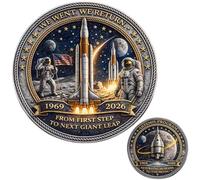 Artemis II Lunar Mission Commemorative Coin, 3D High-Relief Challenge Coin, 2026 Moon Exploration Memorabilia for Home Decor, Astronomy Enthusiasts & Collectors (1PCS B)