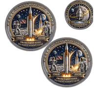Artemis II Lunar Mission Commemorative Coin, 3D High-Relief Challenge Coin, 2026 Moon Exploration Memorabilia for Home Decor, Astronomy Enthusiasts & Collectors (2PCS B)
