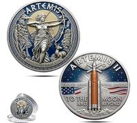 Artemis II Lunar Mission Commemorative Coin, 3D Printed Double-Sided Space Collectible Souvenir, Around The Moon Display Keepsake Gift for Astronomy Enthusiasts and Collectors (D 3PCS)