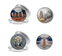 Artemis II Lunar Mission Commemorative Coin, 3D Printed Double-Sided Space Collectible Souvenir, Around The Moon Display Keepsake Gift for Astronomy Enthusiasts and Collectors (C+D 2PCS)