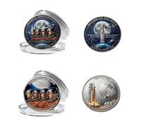 Artemis II Lunar Mission Commemorative Coin, 3D Printed Double-Sided Space Collectible Souvenir, Around The Moon Display Keepsake Gift for Astronomy Enthusiasts and Collectors C 2PCS)