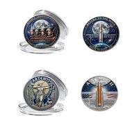 Artemis II Lunar Mission Commemorative Coin, 3D Printed Double-Sided Space Collectible Souvenir, Around The Moon Display Keepsake Gift for Astronomy Enthusiasts and Collectors D 2PCS)