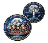 Artemis II Lunar Mission Commemorative Coin, Artemis 2 Space Exploration Collectible Challenge Coin, Moon Landing Memorabilia Silver Coins for Home Decor, Collector, Astronomy Lovers (5, Style-B)