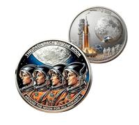 Artemis II Lunar Mission Commemorative Coin, Artemis 2 Space Exploration Collectible Challenge Coin, Moon Landing Memorabilia Silver Coins for Home Decor, Collector, Astronomy Lovers (5, Style-C)