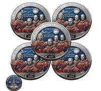Artemis II Lunar Mission Commemorative Coin, Artemis 2 Space Exploration Collectible Challenge Coin, Moon Landing Memorabilia Silver Coins for Home Decor, Collector, Astronomy Lovers (5, Style-A)