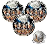 Artemis Ii Lunar Mission Commemorative Coin, Challenge Coin Space, Space Exploration Collectible Coins, Souvenirs For Astronomy Enthusiasts (3Pcs)