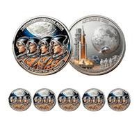 Artemis II Lunar Mission Commemorative Coin, Double-Sided Space Exploration Challenge Coin, Lunar Exploration • Heroic Achievement Moon Landing 3D High-Relief Enamel Coin (#1, 5 Pcs)