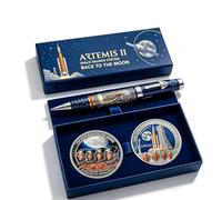 Artemis II Lunar Mission Commemorative Rollerball Pen, NASA-Inspired Handmade Space Collector Pen,3D Hand-Carved Rocket Design, Premium Gift Box Writing Pen for Space Enthusiasts & Collectors (A)