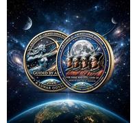 Artemis II Lunar Mission Memorial Alloy Token (Style A) - Apollo 11 Historic Space Exploration Desk Sculpture - Premium Solid Metal Executive Office Display Piece for Astronaut Fans & Historians