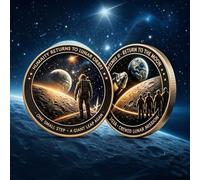 Artemis II Lunar Mission Memorial Alloy Token (Style C) - Apollo 11 Historic Space Exploration Desk Sculpture - Premium Solid Metal Executive Office Display Piece for Astronaut Fans & Historians
