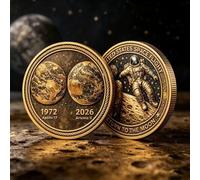 Artemis II Lunar Mission Memorial Alloy Token (Style E) - Apollo 11 Historic Space Exploration Desk Sculpture - Premium Solid Metal Executive Office Display Piece for Astronaut Fans & Historians