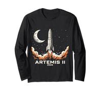 Artemis II Moon Mission 2026 Vintage Space Rocket Long Sleeve T-Shirt