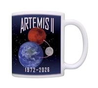 Artemis ii Patch, Artemis 2 Mis White Ceramic Mug, Crafted from Lead-Free White Ceramic This 11oz Mug is Microwave and Dishwasher Safe Designed (Black)