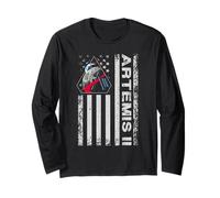 Artemis II Patch Us Flag Back to The Moon Patriotic Long Sleeve T-Shirt