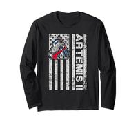Artemis II Patch Us Flag Return to The Moon Patriotic Long Sleeve T-Shirt