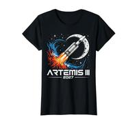 Artemis III 3 2027 Space Earth Low Orbit Value Graphic T-Shirt, Women, Black, M