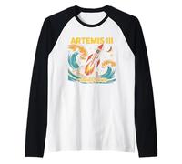 Artemis III Coming Soon Shirt, Retro Rocket Moon Mission Raglan Baseball Tee