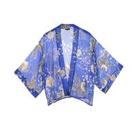 Artemis Muse Women's Electric Blue Dynastic Bird Kimono in Bright Blue Artemis Muse Bright Blue One Size