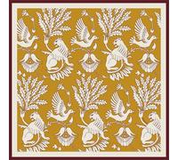 Artemis Muse Women's Regal Doves & Lions Wine & Mustard Luxury Silk Scarf 120cm * 120cm Artemis Muse Mustard One Size