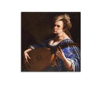 Artemisia Gentileschi Painting Art《Self-Portrait As A Lute Player》Poster Picture Print Wall Art Canvas Artworks Room Aesthetic 20x20inch(50x50cm)