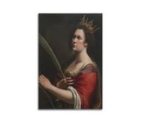 Artemisia Gentileschi Painting Art《Self-portrait As Saint Catherine of Alexandria》Poster Wall Art Scroll Canvas Picture Living Room Decor Home 08x12inch(20x30cm)