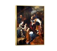Artemisia Gentileschi Poster Adoration of the Magi Print on Canvas Wall Art Reproductions Of Famous Paintings Artwork For Living Room Bedroom Wall Decor95x60cm(37x24in) gold Framed