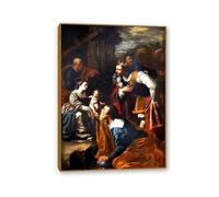 Artemisia Gentileschi Poster Adoration of the Magi Print on Canvas Wall Art Reproductions Of Famous Paintings Artwork For Living Room Bedroom Wall Decor95x60cm(37x24in) Teak frame