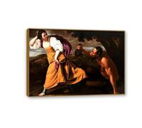 Artemisia Gentileschi Poster Corisca and the Satyr Print on Canvas Wall Art Reproductions Of Famous Paintings Artwork For Living Room Bedroom Wall Decor85x60cm(33x24in) Teak frame